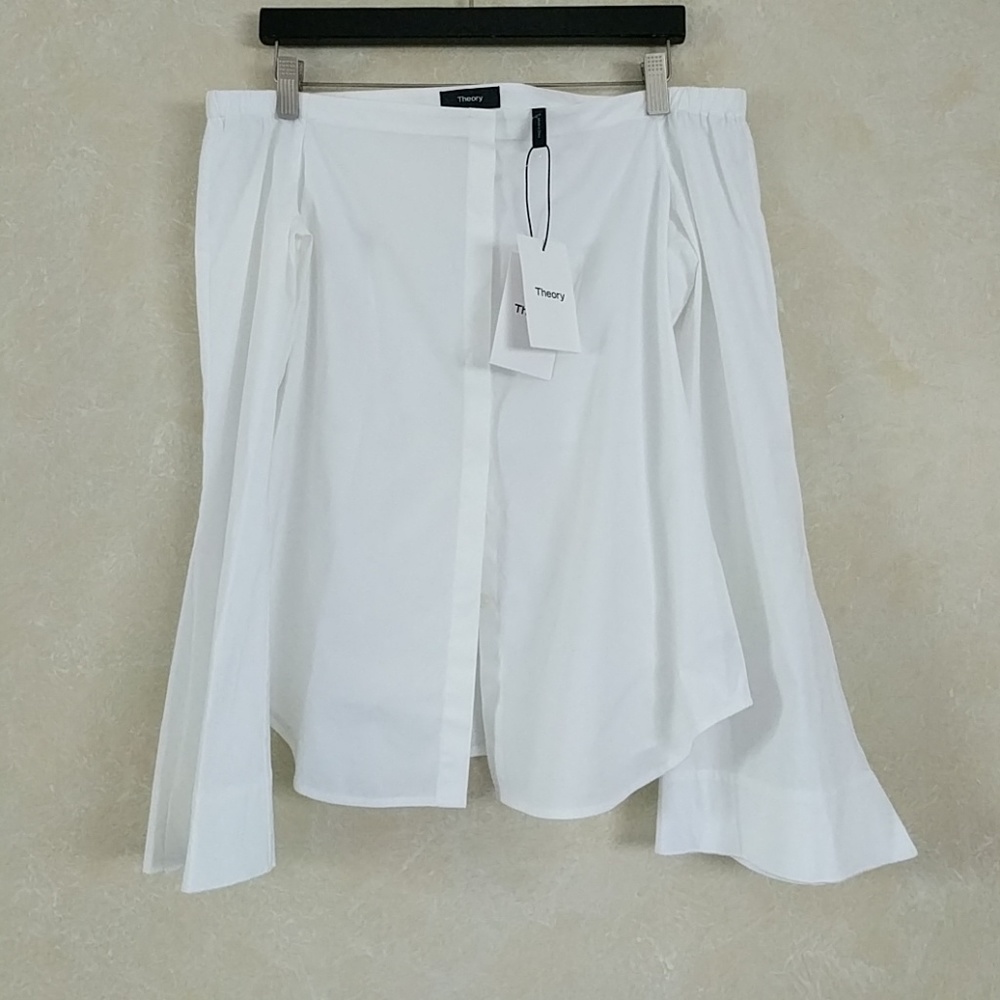 Theory Auriana Off the Shoulder White Blouse Top - Picture 4 of 8